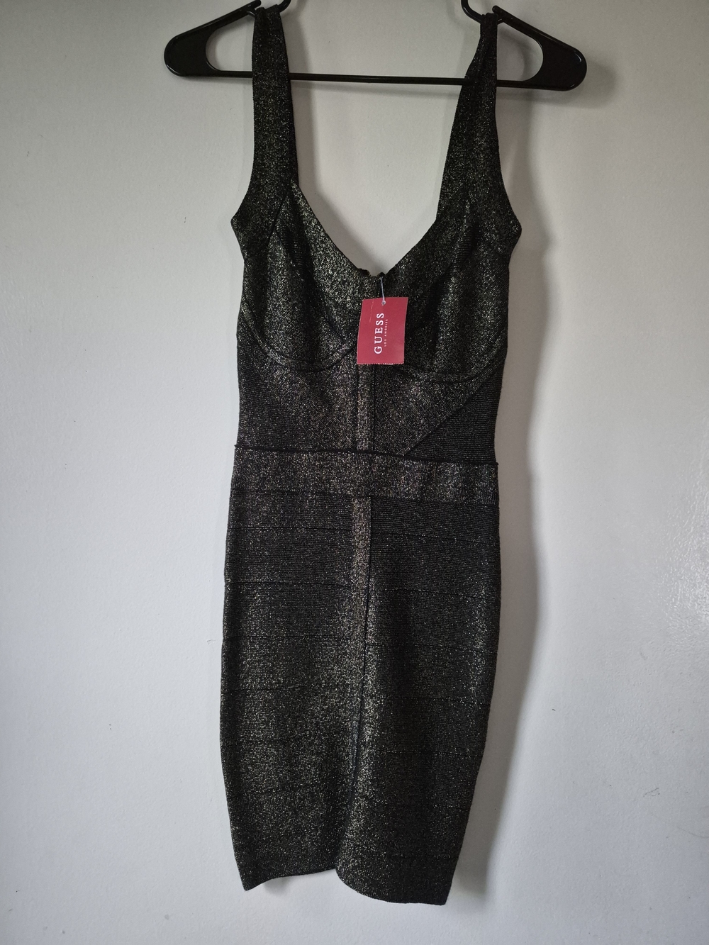 GUESS Black Metallic Bodycon Mini Dress
